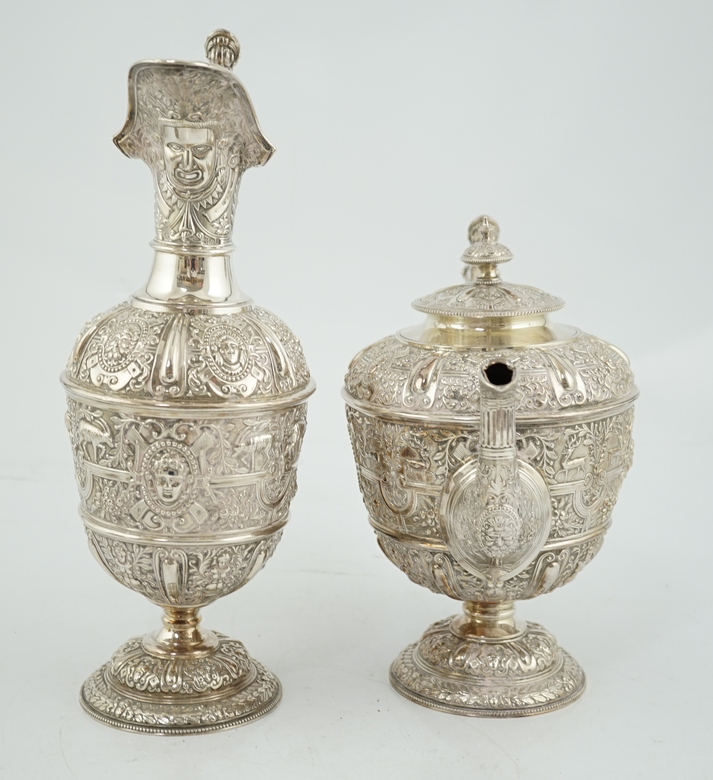 A late Victorian silver pedestal four piece tea set, by David & George Edwards, CITES submission reference: 8YT8PAE4